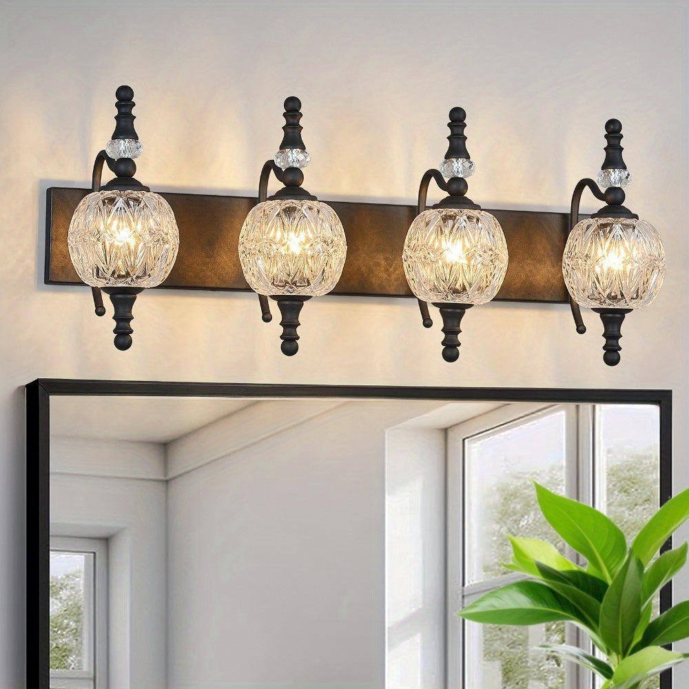 Fixtures - 27.95 Inch Dimmable Wall Mounted Vanity Lamp, Bathroom Vanity Lights Over Mirror, Electroplated Finish, for Makeup, Double Sink, and Small Bathrooms Modern Vanity Lighting