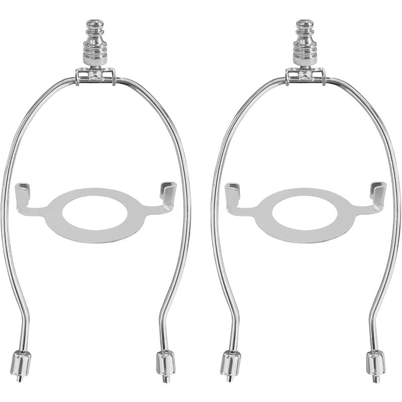 2-Pack Adjustable Lamp Shade Harp Holder Kit with E26 Base & \u002FShade Compatible - Heavy-Duty Metal Harp (Nickel\u002FBrass\u002F) - Compatible with Table\u002FFloor Lamps, Easy Install Detachable Light Fixture Parts for Bulb & Shade