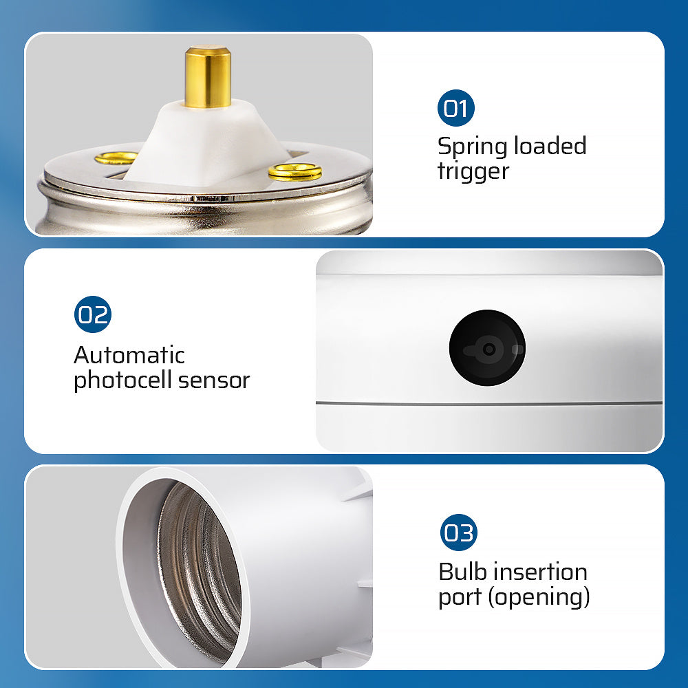 Dusk to Dawn Light Sensor Socket, E26\u002FE27 Bulb Adapter with 360° Adjustable Sensor, Auto On Off Light Socket, 6 Pack