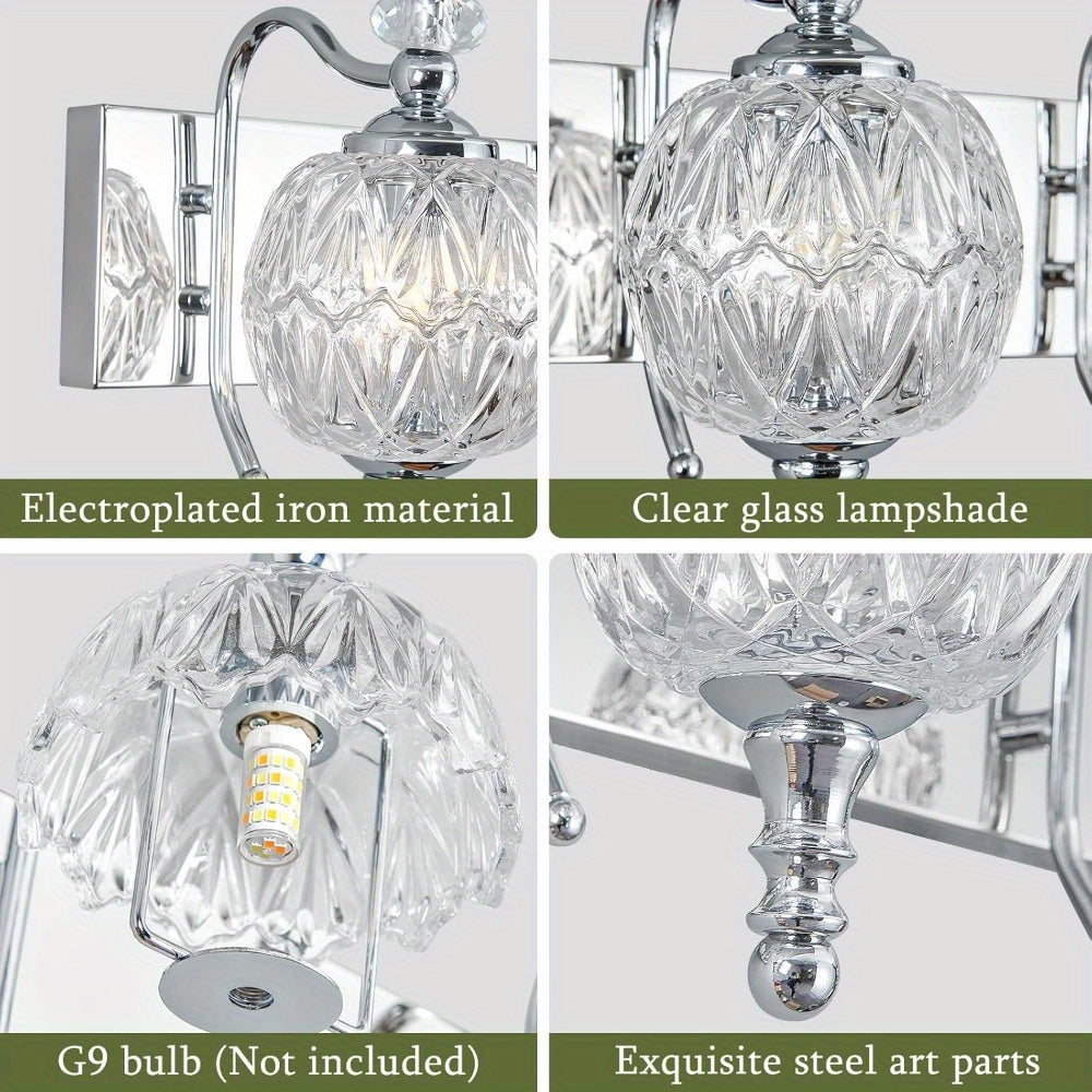 Fixtures - 27.95 Inch Dimmable Wall Mounted Vanity Lamp, Bathroom Vanity Lights Over Mirror, Electroplated Finish, for Makeup, Double Sink, and Small Bathrooms Modern Vanity Lighting