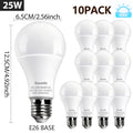 A21 LED Bulb 25W (120W Super Bright) Energy Saving 80% E26 Screw Base 110-130V 6000K White Light, Non-Dimmable, for Home And Commercial Use, Instant On, Flicker-Free (10 Pack)