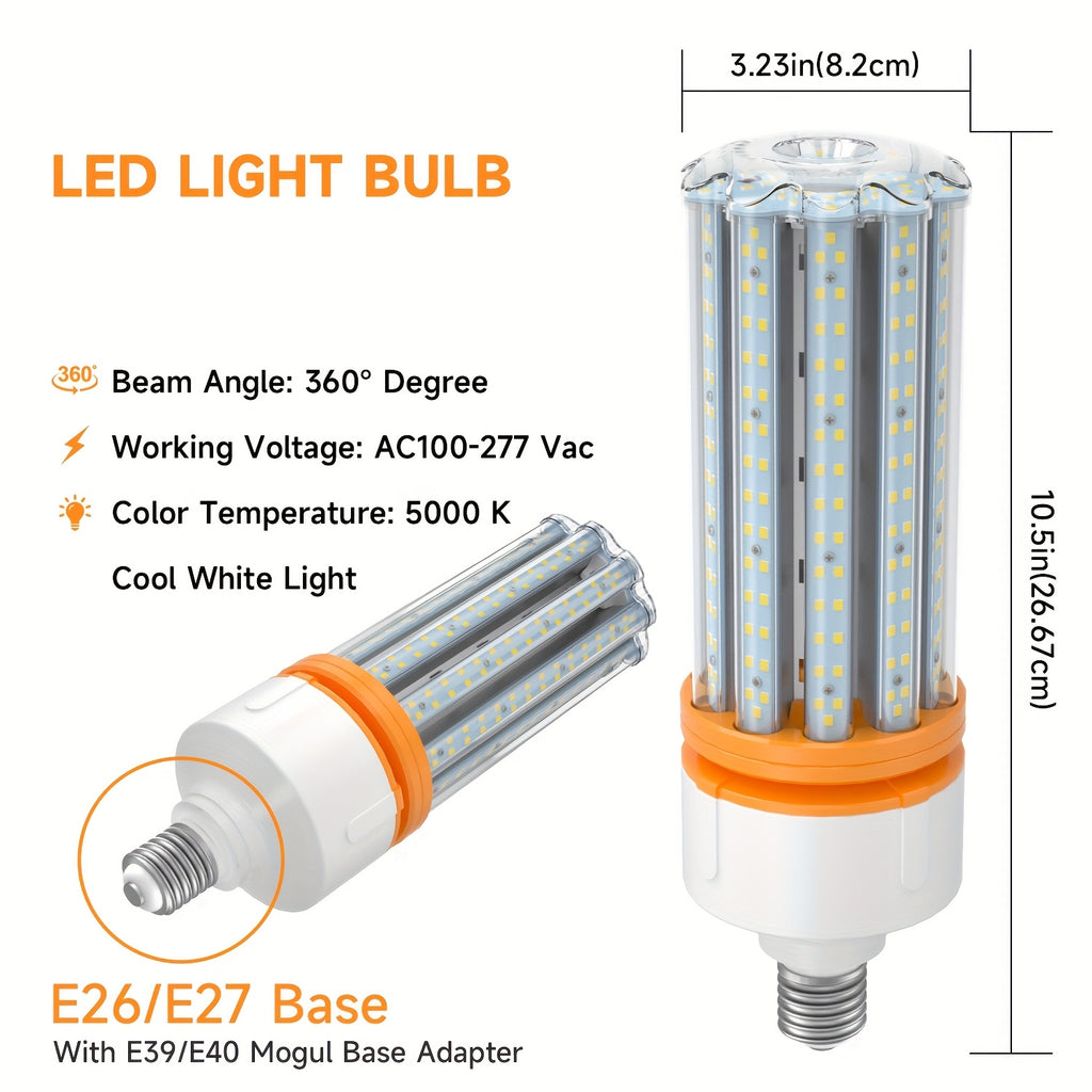 2 Pack E26\u002FE39 Medium Mogul Base 100W Large Area Lights, Led Corn Light Bulbs 5000K DaylightSuitable For Shopping Malls, Restaurants, Hotels, Libraries