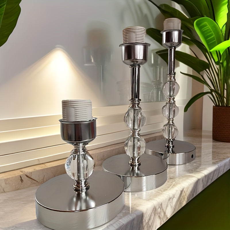 E27 Screw White Painted Metal Straight Rod Table Lamp Base Wholesale Lamp Holder Internet Celebrity Wrought Iron Lamp Holder, Bedroom Bedside Decorative Lighting Fixtures Additions, No Wire No Bulb