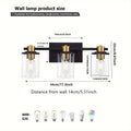 Three Black And Golden Light Fixtures for a Bathroom Vanity Above The Mirror, a Four-Light Modern Brass Wall Sconce Featuring a Glass Ball Shade, And Mid-Century Farmhouse Vanity Lighting (Bulb Not Included).
