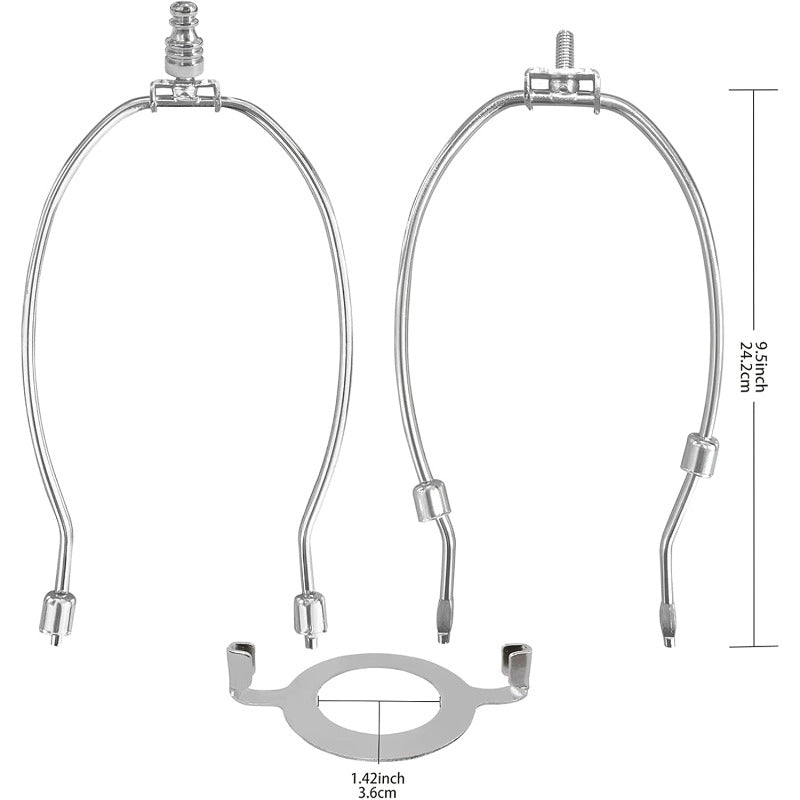 2-Pack Adjustable Lamp Shade Harp Holder Kit with E26 Base & \u002FShade Compatible - Heavy-Duty Metal Harp (Nickel\u002FBrass\u002F) - Compatible with Table\u002FFloor Lamps, Easy Install Detachable Light Fixture Parts for Bulb & Shade