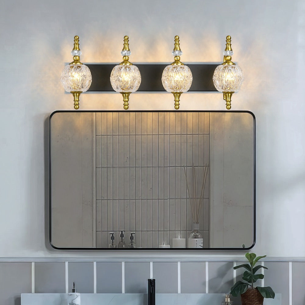 Fixtures - 27.95 Inch Dimmable Wall Mounted Vanity Lamp, Bathroom Vanity Lights Over Mirror, Electroplated Finish, for Makeup, Double Sink, and Small Bathrooms Modern Vanity Lighting