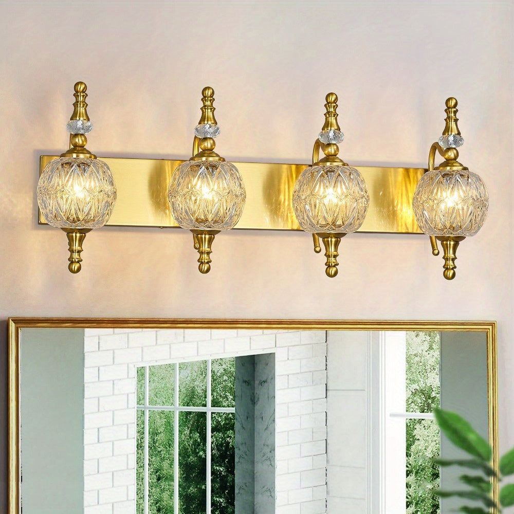 Fixtures - 27.95 Inch Dimmable Wall Mounted Vanity Lamp, Bathroom Vanity Lights Over Mirror, Electroplated Finish, for Makeup, Double Sink, and Small Bathrooms Modern Vanity Lighting
