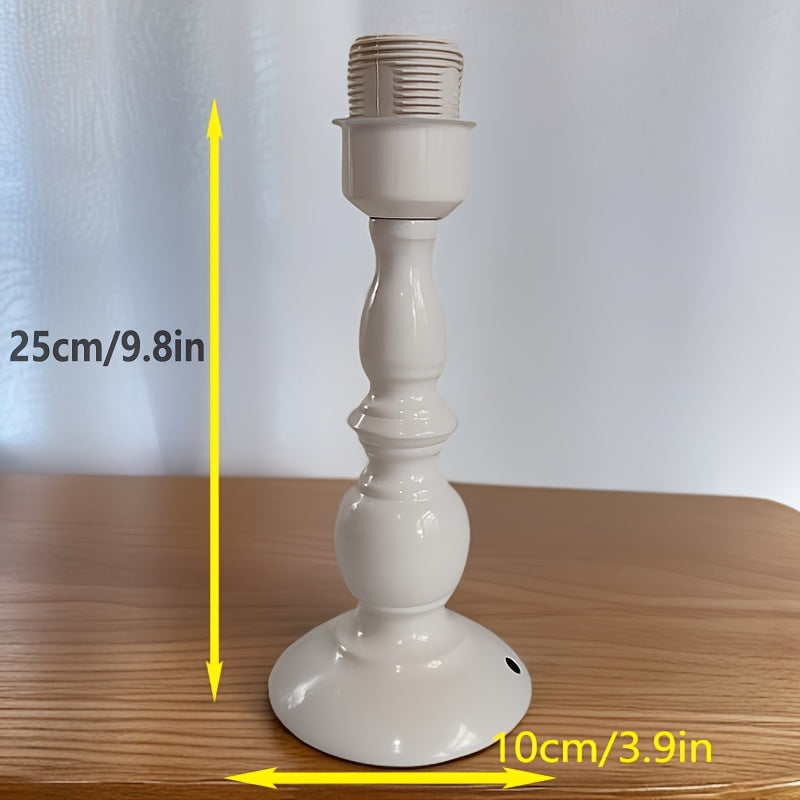 E27 Screw White Painted Metal Straight Rod Table Lamp Base Wholesale Lamp Holder Internet Celebrity Wrought Iron Lamp Holder, Bedroom Bedside Decorative Lighting Fixtures Additions, No Wire No Bulb