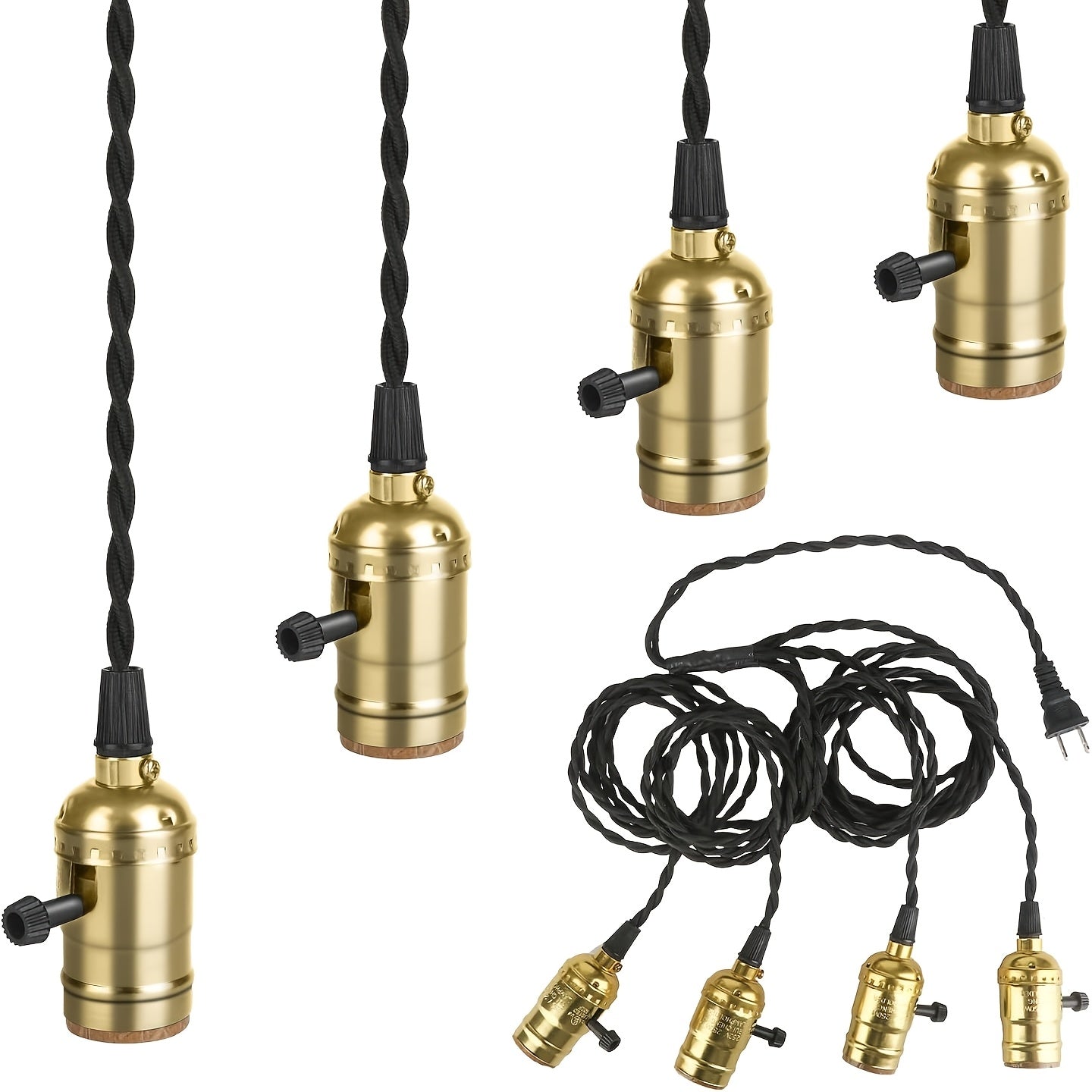 Vintage Chandelier Socket Power Line Kit, E26 Solid Industrial Socket Power Line Lamp Holder, Designed for Home Decor, Suitable for Kitchen\u002FRestaurant\u002FBar\u002FDining Room (Bulb Not Included)