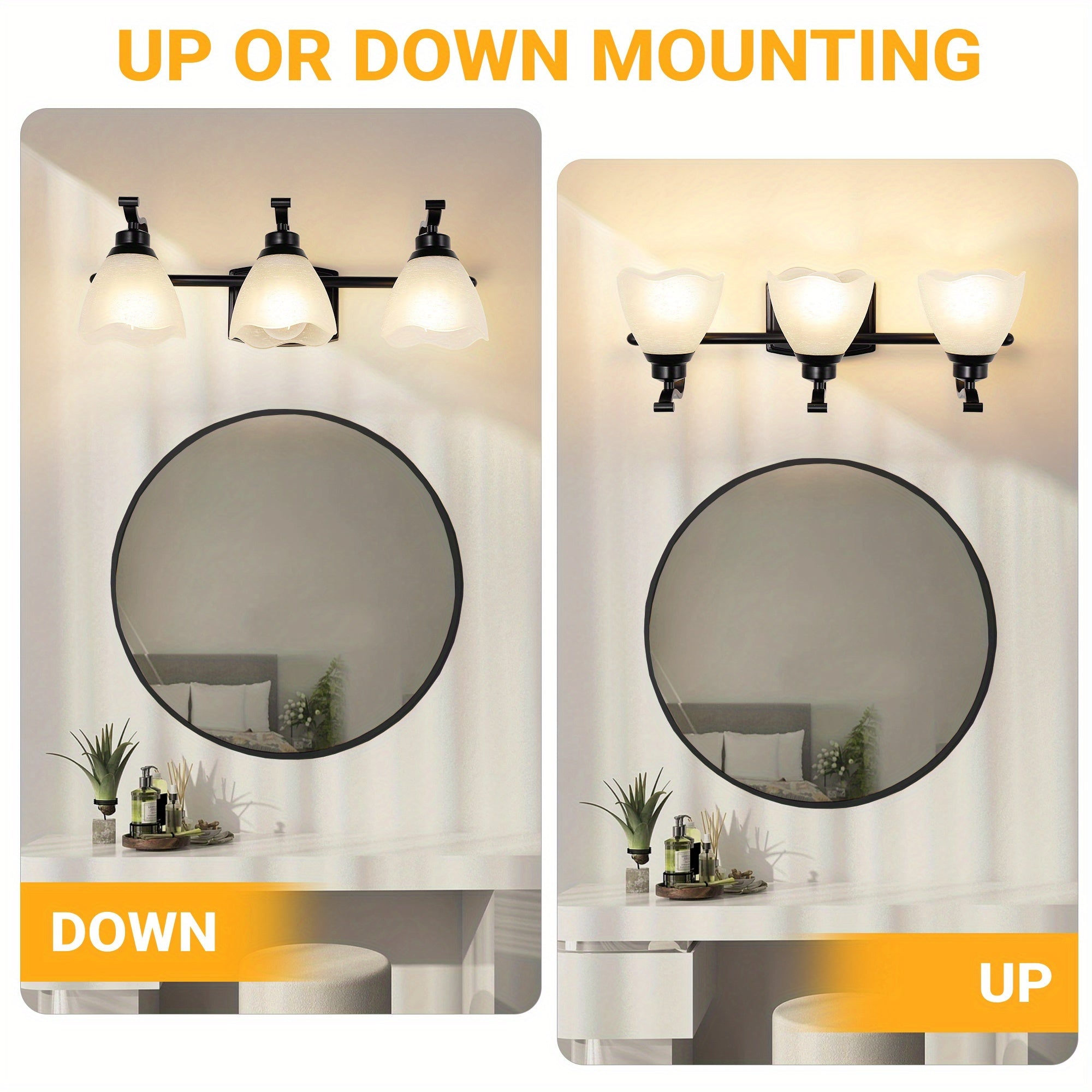 3-Light Modern Bathroom Vanity Light, Matte Black Wall Lights with Frosted Glass Shades, Bathroom Wall Sconce Lamp for Mirror Living Room Bedroom Hallway