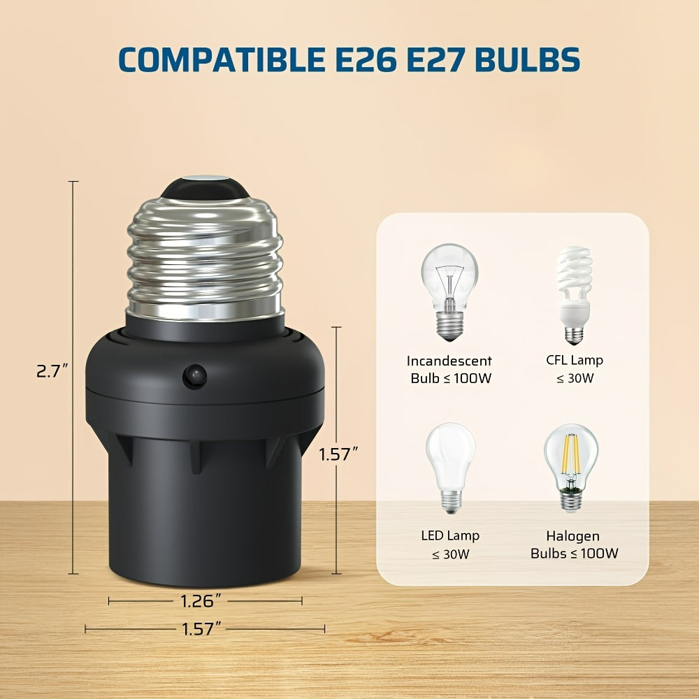 Dusk to Dawn Light Sensor Socket, E26 E27 Bulb Base, Photocell Night Light Outlet, Black, 6 Pack
