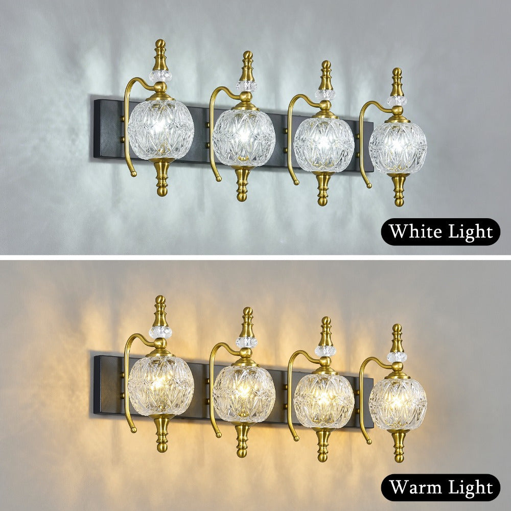 Fixtures - 27.95 Inch Dimmable Wall Mounted Vanity Lamp, Bathroom Vanity Lights Over Mirror, Electroplated Finish, for Makeup, Double Sink, and Small Bathrooms Modern Vanity Lighting