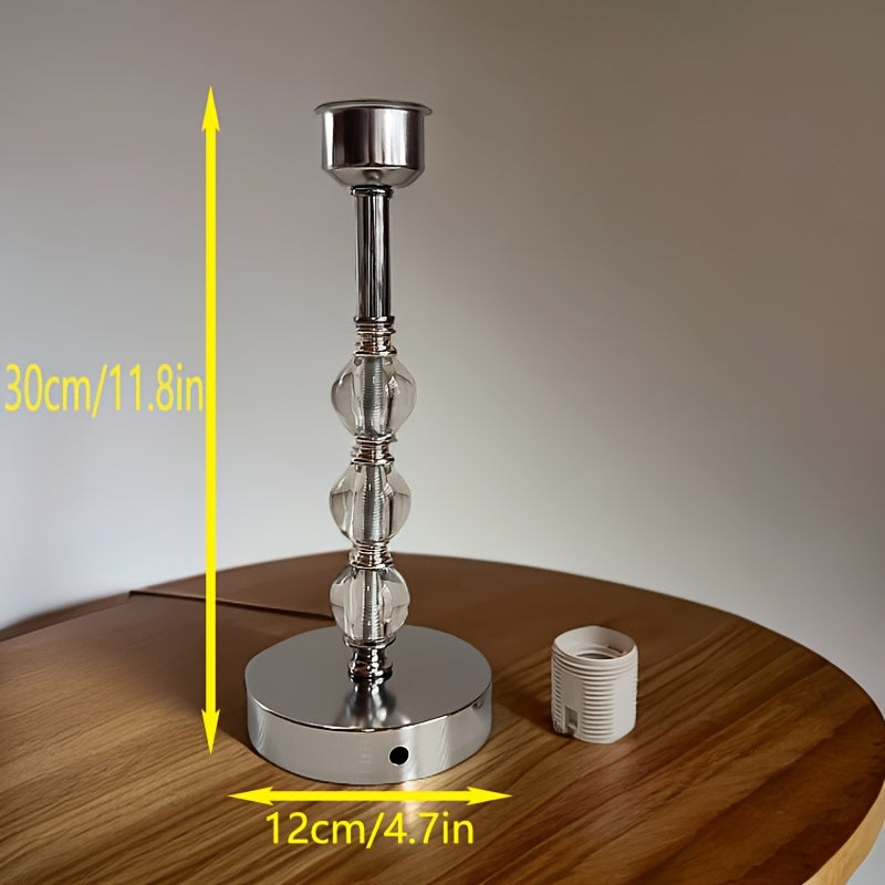 E27 Screw White Painted Metal Straight Rod Table Lamp Base Wholesale Lamp Holder Internet Celebrity Wrought Iron Lamp Holder, Bedroom Bedside Decorative Lighting Fixtures Additions, No Wire No Bulb