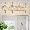 Fixtures - 27.95 Inch Dimmable Wall Mounted Vanity Lamp, Bathroom Vanity Lights Over Mirror, Electroplated Finish, for Makeup, Double Sink, and Small Bathrooms Modern Vanity Lighting