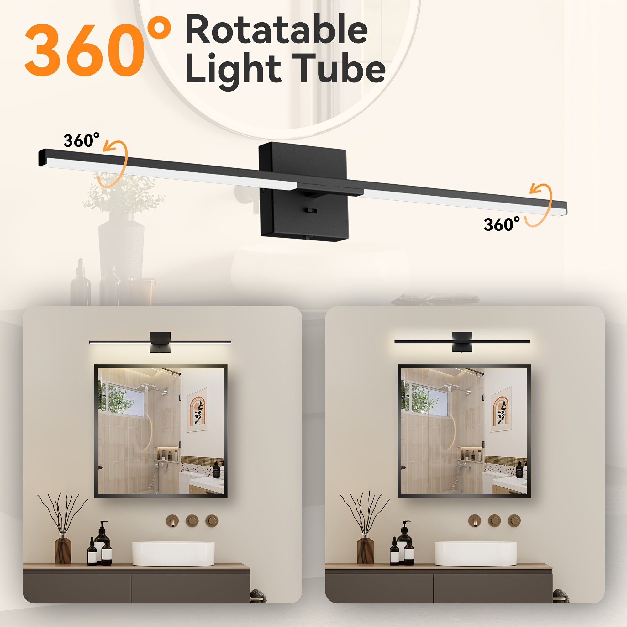 32 Inch Modern LED Bathroom Vanity Light, Built-In Dimmer Switch, 18.5W Dimmable 5CCT Fixture Over Mirror, Matte Silver\u002F Black Aluminum Wall Sconce, Adjustable Color Temperature - ETL FCC Listed