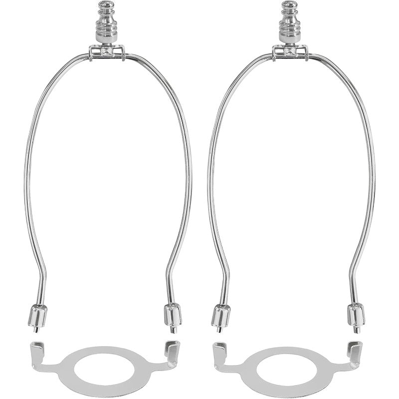 2-Pack Adjustable Lamp Shade Harp Holder Kit with E26 Base & \u002FShade Compatible - Heavy-Duty Metal Harp (Nickel\u002FBrass\u002F) - Compatible with Table\u002FFloor Lamps, Easy Install Detachable Light Fixture Parts for Bulb & Shade
