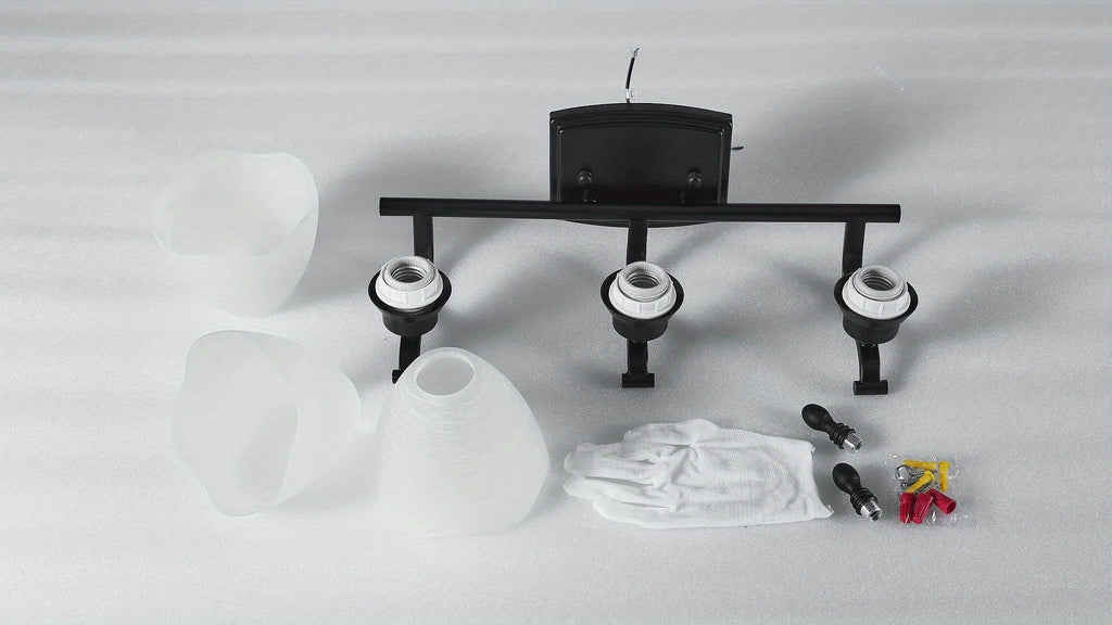 3-Light Modern Bathroom Vanity Light, Matte Black Wall Lights with Frosted Glass Shades, Bathroom Wall Sconce Lamp for Mirror Living Room Bedroom Hallway