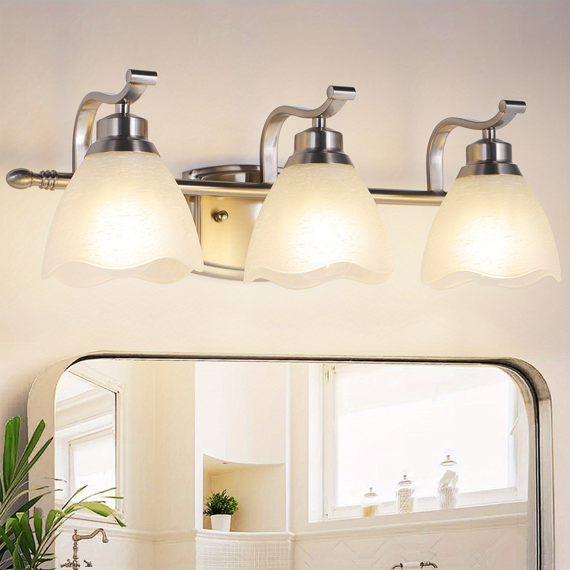 3-Light Modern Bathroom Vanity Light, Matte Black Wall Lights with Frosted Glass Shades, Bathroom Wall Sconce Lamp for Mirror Living Room Bedroom Hallway