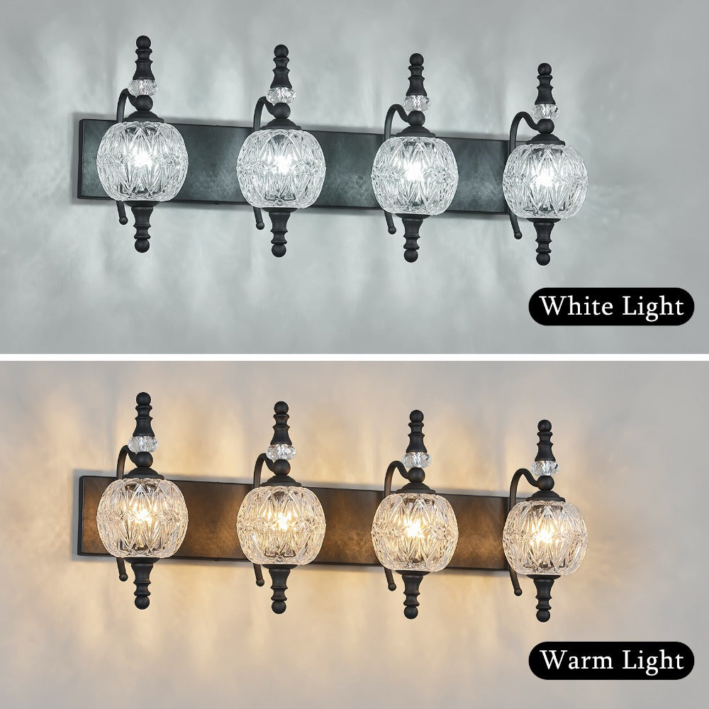 Fixtures - 27.95 Inch Dimmable Wall Mounted Vanity Lamp, Bathroom Vanity Lights Over Mirror, Electroplated Finish, for Makeup, Double Sink, and Small Bathrooms Modern Vanity Lighting