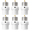 Dusk to Dawn Light Sensor Socket, E26\u002FE27 Bulb Adapter with 360° Adjustable Sensor, Auto On Off Light Socket, 6 Pack