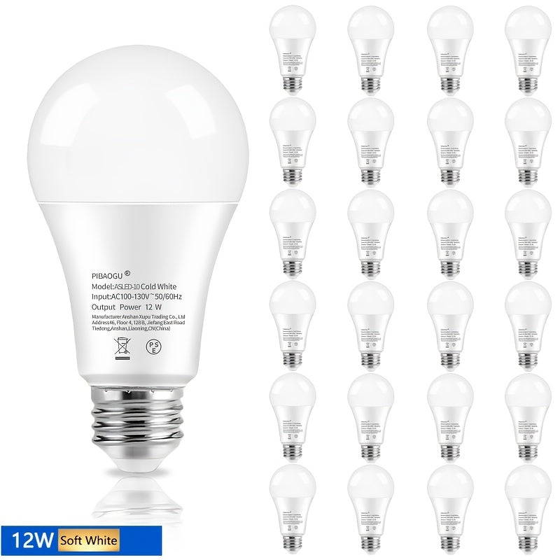 24pcs LED Light Bulb 12W 120W Equivalent E26 Medium Base 1032LM 80 CRI 110V Indoor Lighting for Home Office Living Room Bedroom Hallway Study Kitchen Garage Basement Entryway Laundry Room Closet Corridor